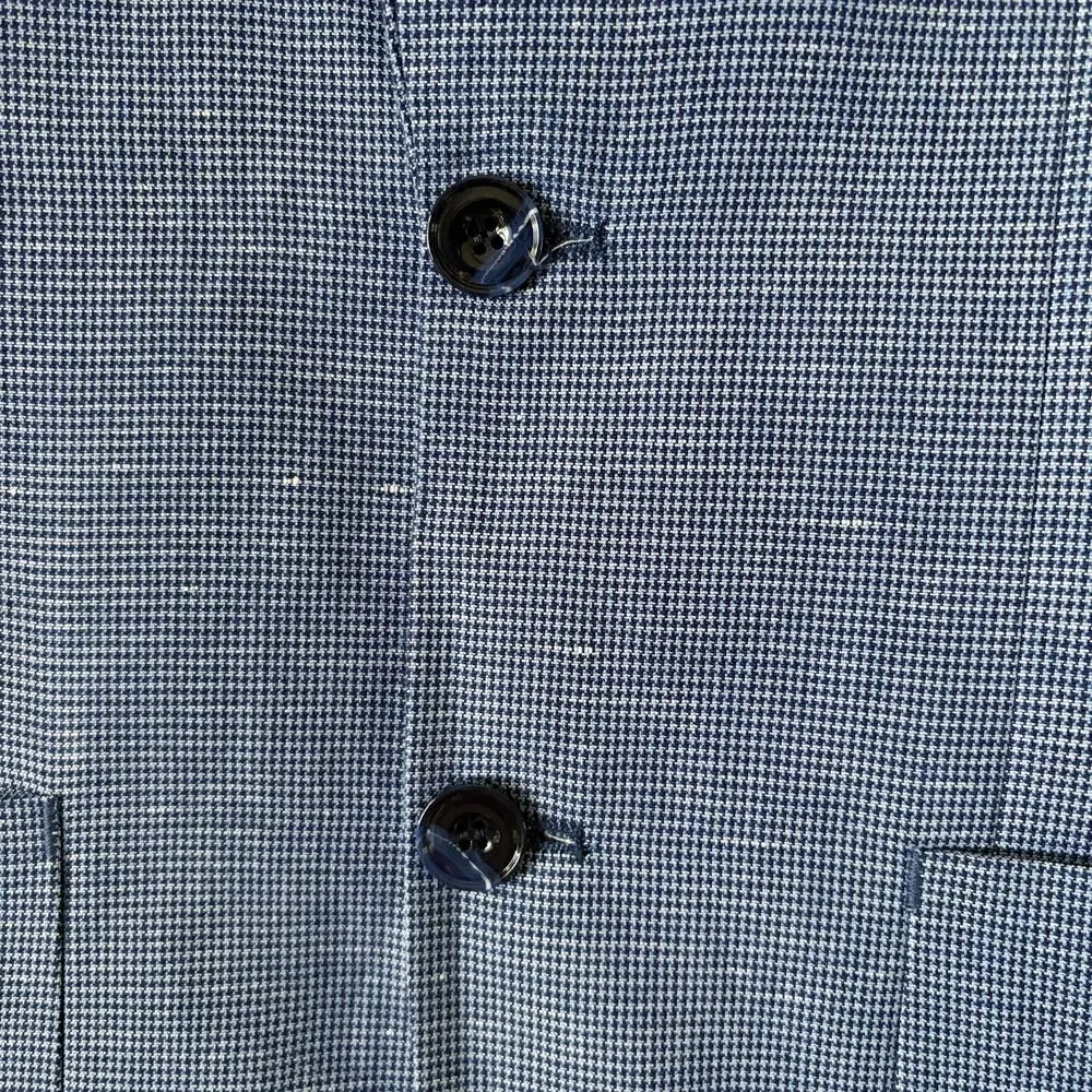 Isaac Mizrahi Boys 14 Blue Textured Suit Jacket 2 Button Blazer Pocket Square